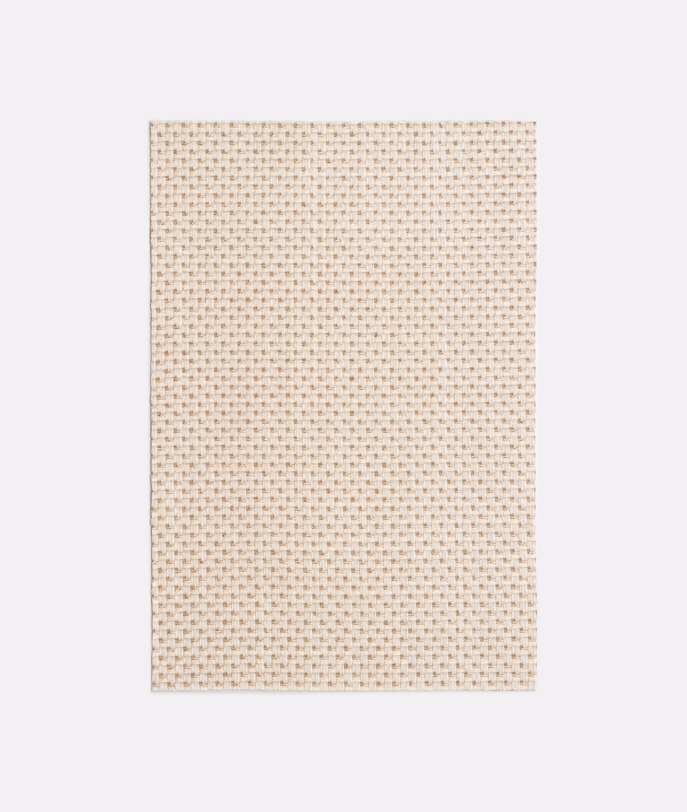 Soft ivory woven swatch with tiny taupe flecks and a regular textured grid