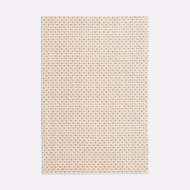 Soft ivory woven swatch with tiny taupe flecks and a regular textured grid