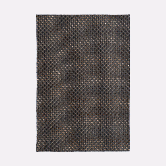 Deep charcoal-brown fabric with a small, tightly interlaced basket weave
