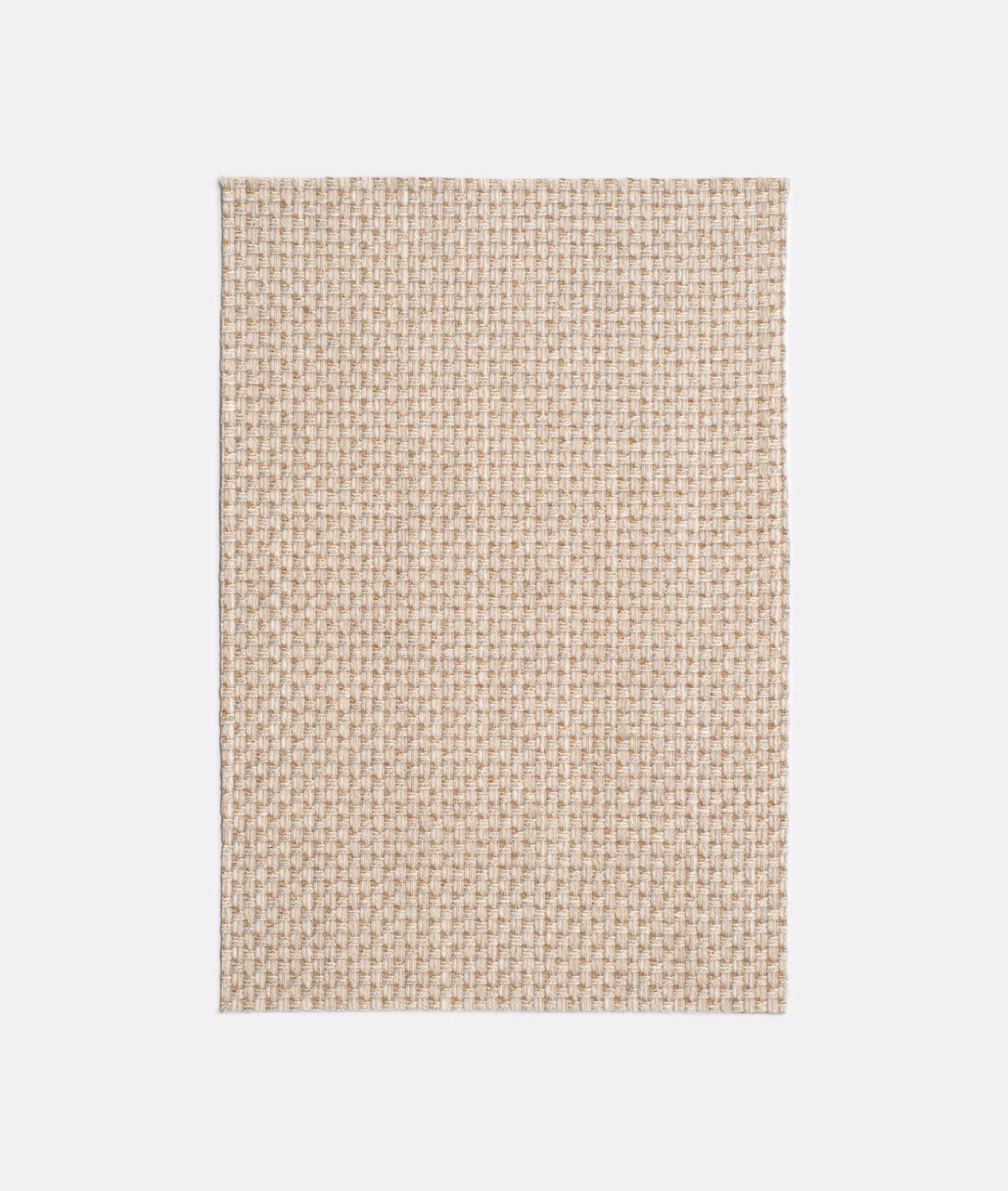 Warm oat-beige Lutetia swatch showing a compact, softly flecked basket weave
