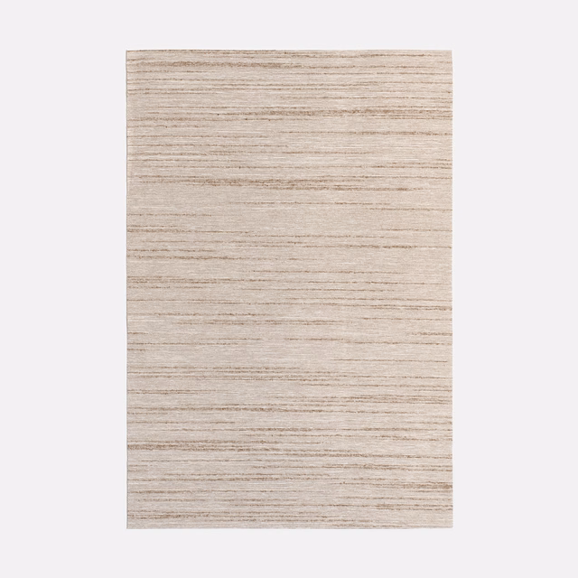 Pale greige Lyn Grès fabric with fine horizontal strié weave and subtle tonal variation