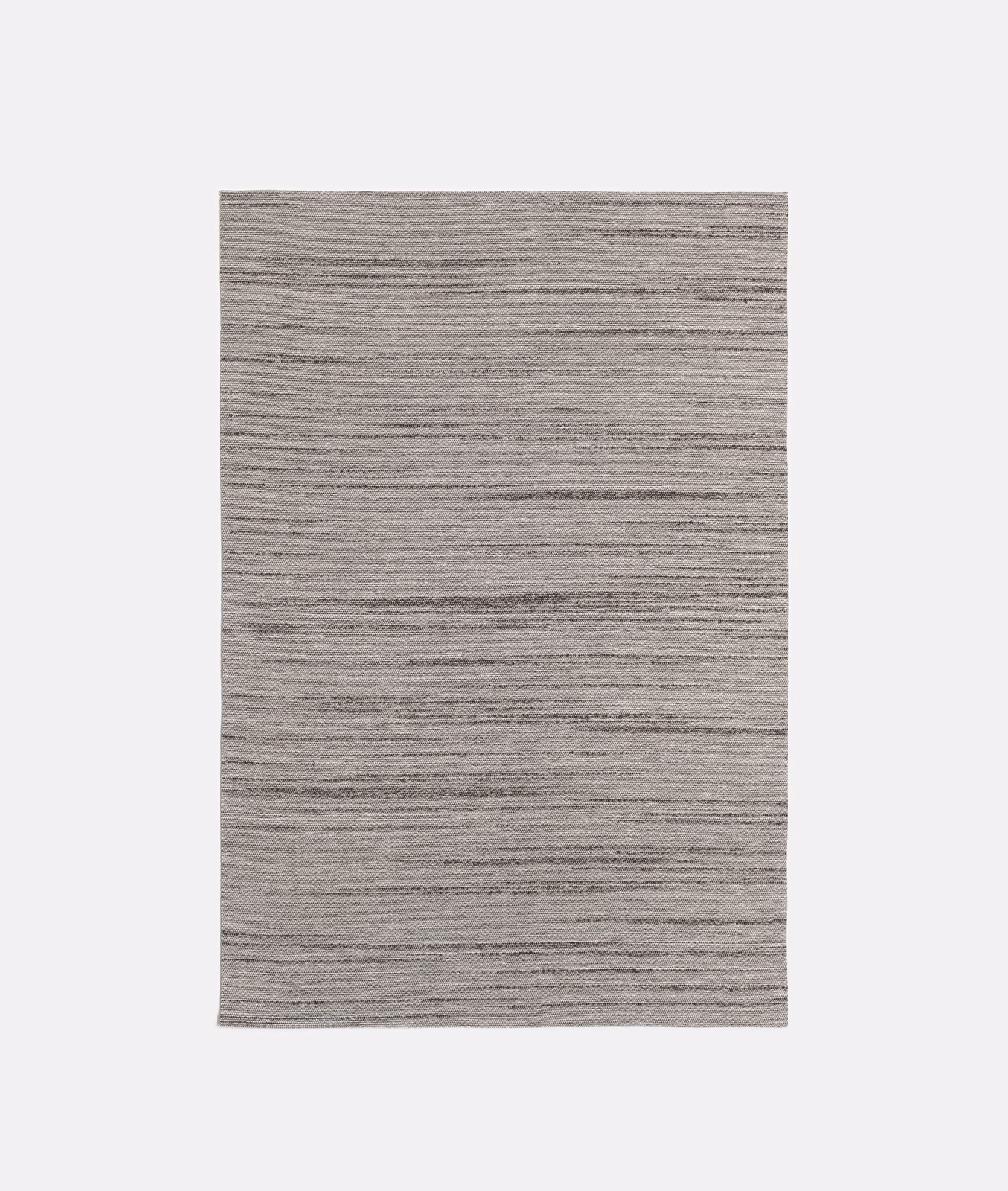 Cool taupe-grey woven fabric with fine horizontal charcoal striations