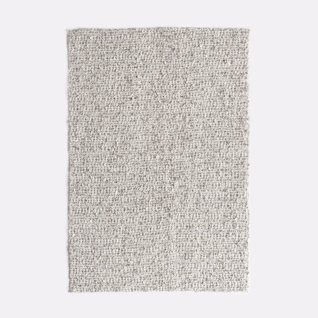 Pale greige Oslo Lino swatch showing a close, softly flecked woven texture
