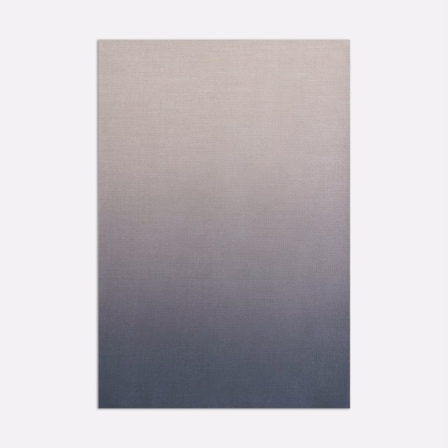 Taupe to deep blue-charcoal ombré fabric with a fine, even woven texture