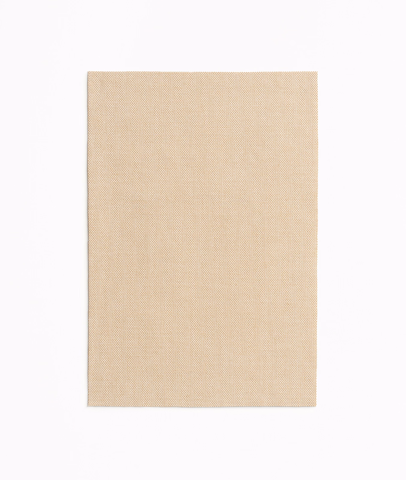 Warm sandy-beige fabric swatch with a fine, tightly woven surface texture