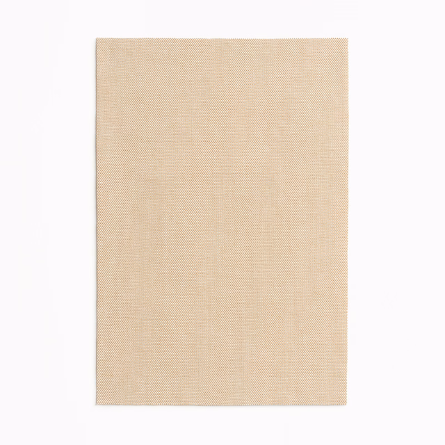 Warm sandy-beige fabric swatch with a fine, tightly woven surface texture