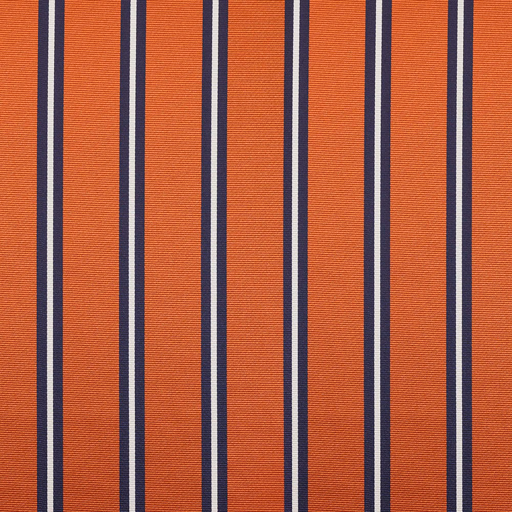 Burnt rust and navy vertical stripes with fine horizontal woven texture