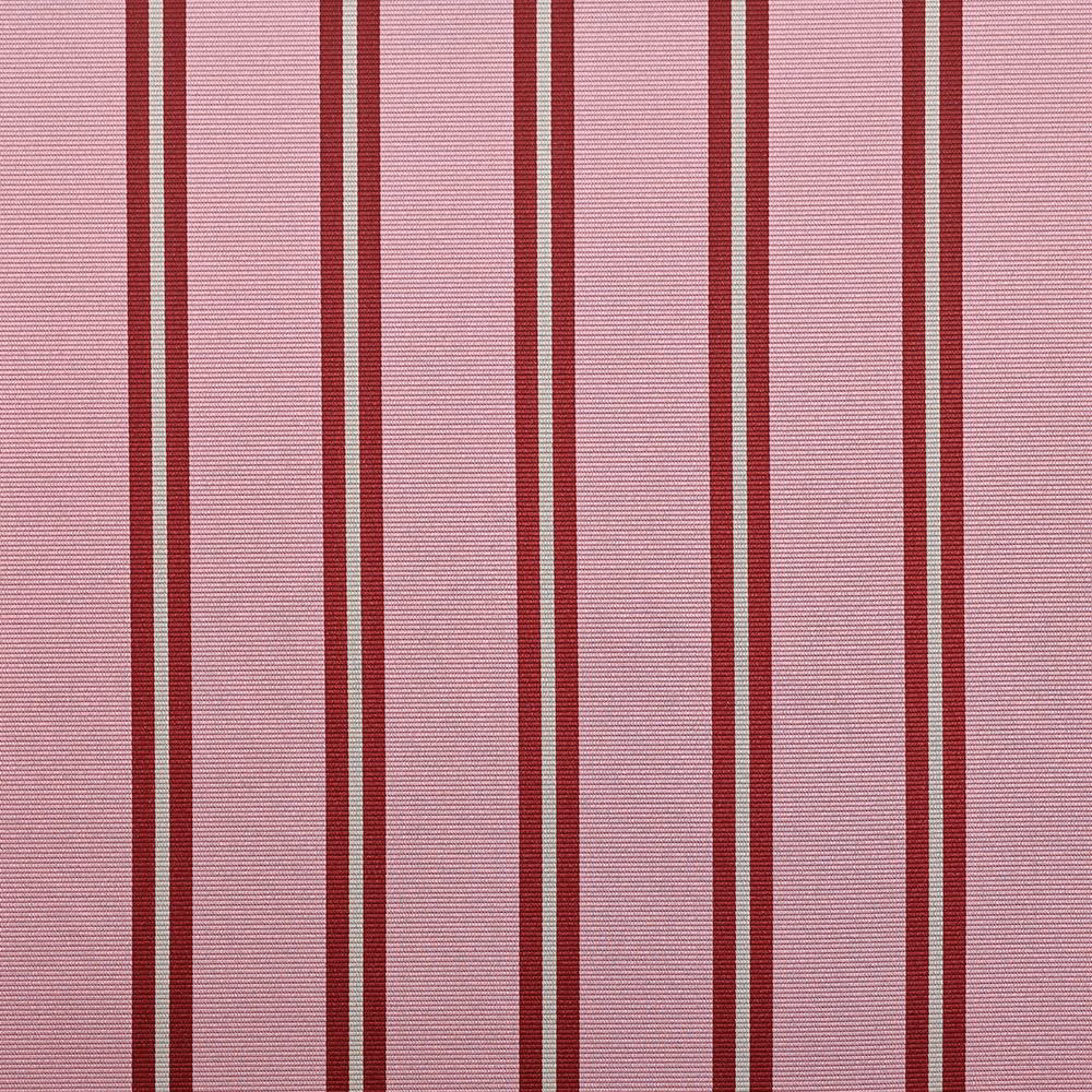 Strawberry-pink finely ribbed fabric with narrow burgundy vertical stripes