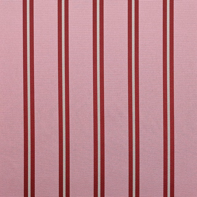 Strawberry-pink finely ribbed fabric with narrow burgundy vertical stripes