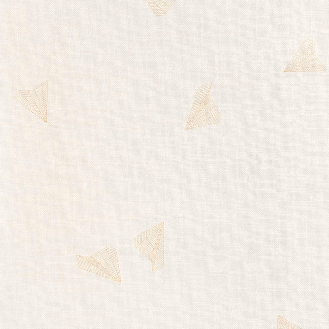 Pale ivory fabric with delicate beige outlined butterfly motifs and a fine woven texture