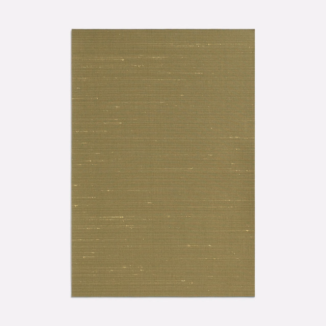 Muted olive-bronze woven swatch with fine horizontal slubs and subtle lighter glints
