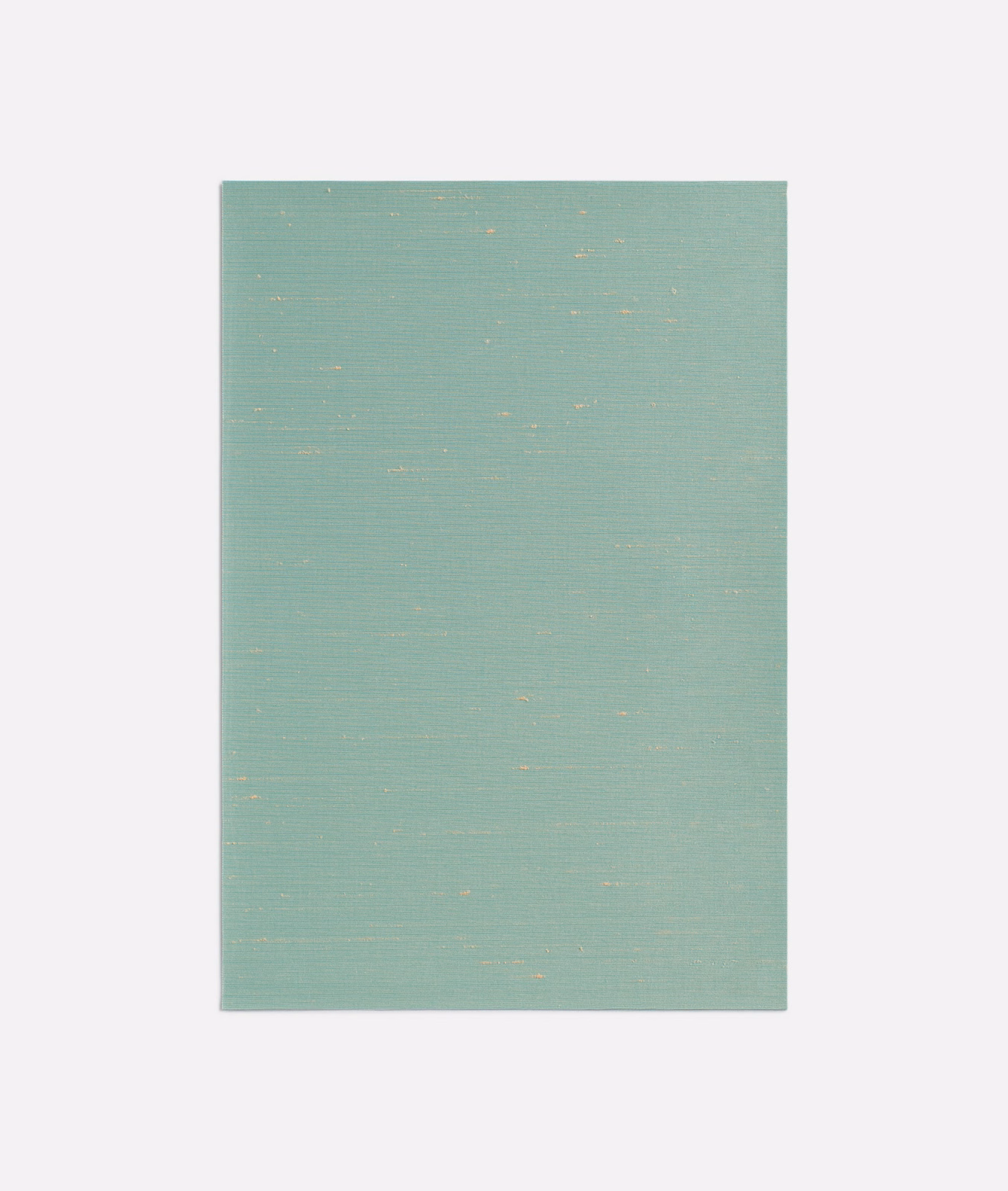 Pale jade woven swatch with fine horizontal striations and scattered golden flecks