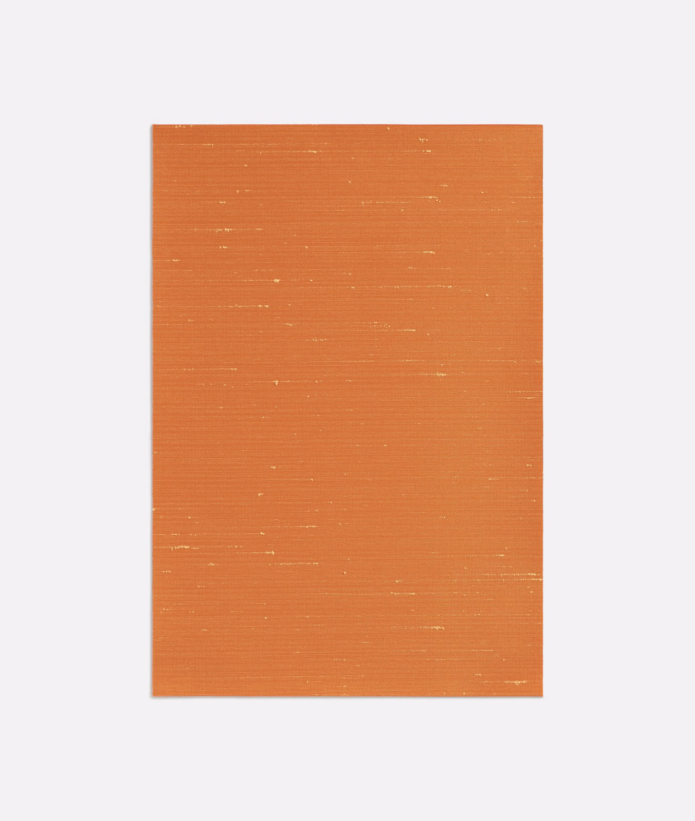 Mango-orange woven textile with fine horizontal lines and scattered pale flecks