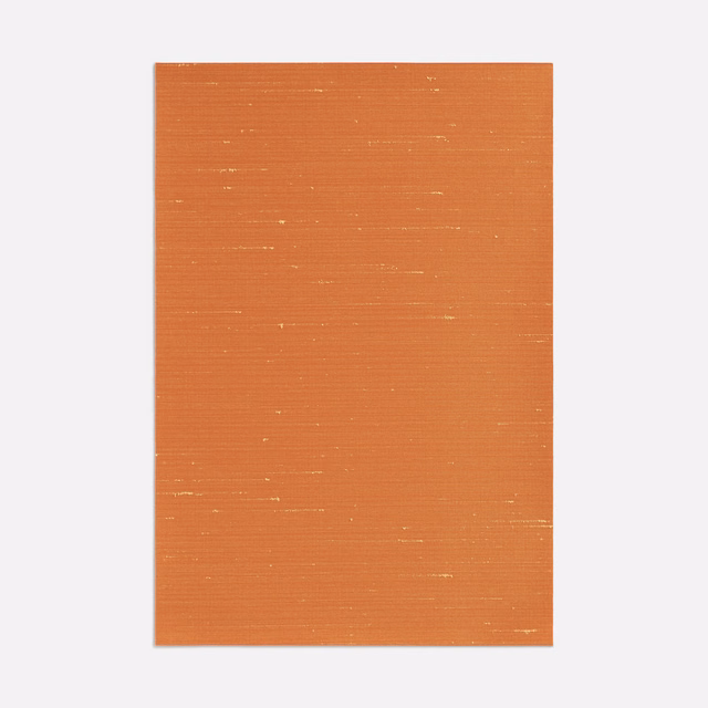 Mango-orange woven textile with fine horizontal lines and scattered pale flecks