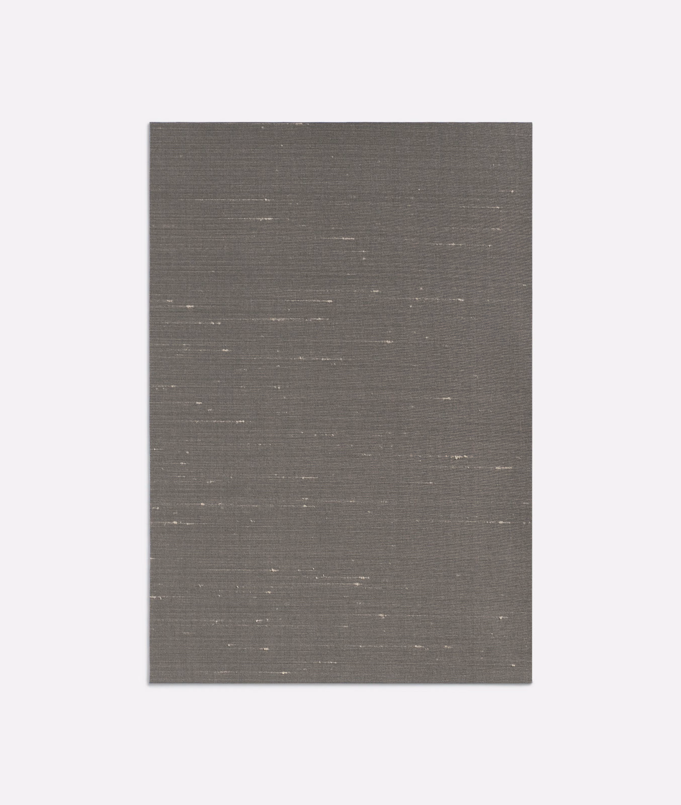Muted grey-brown taupe textile with fine horizontal weave and pale slub marks