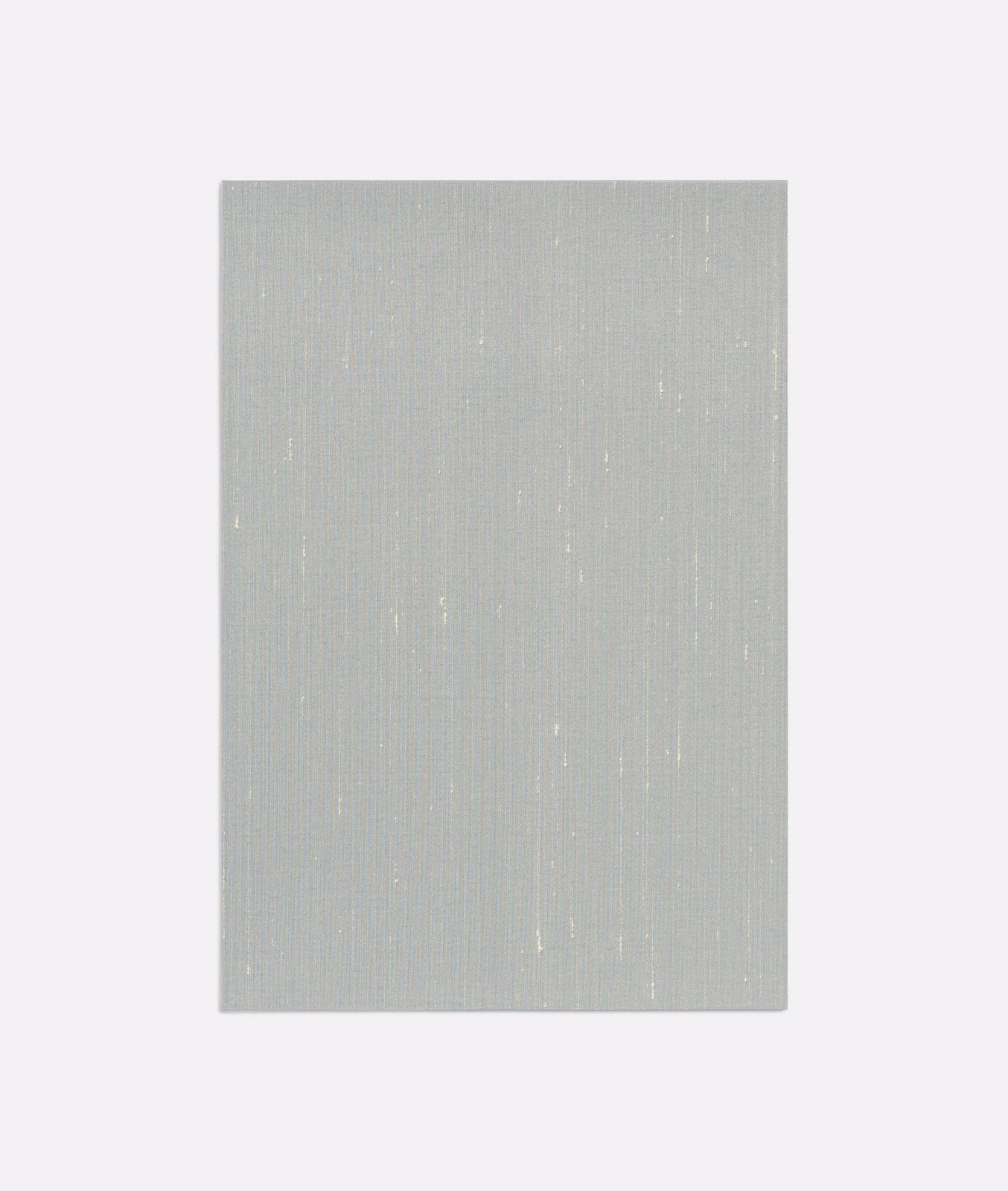 Pale silver-grey woven swatch with fine vertical lines and scattered white flecks