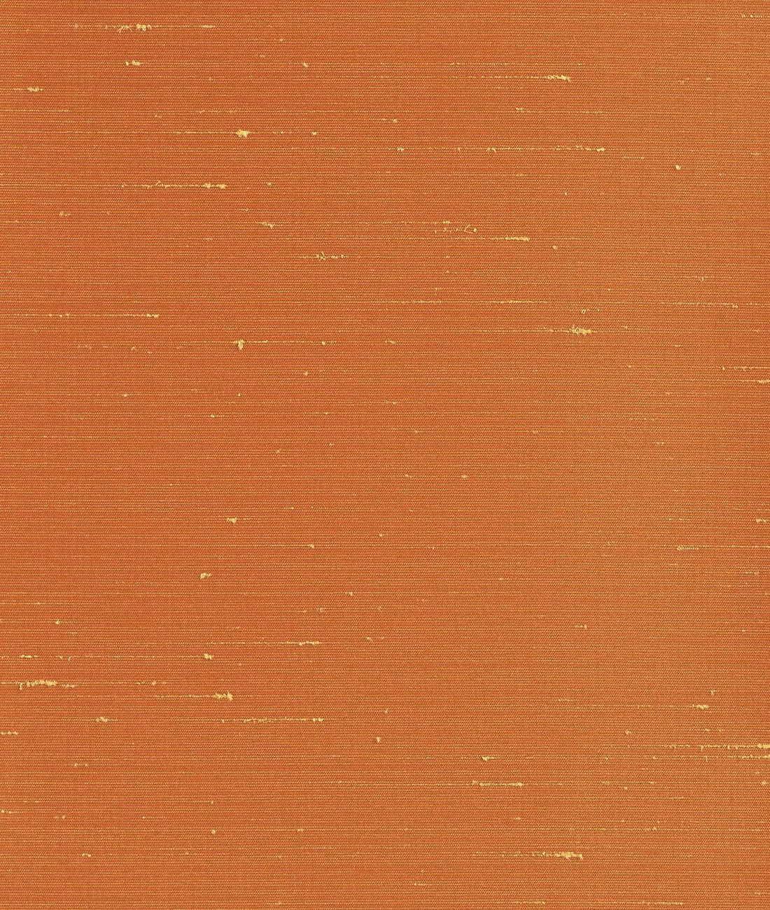 Mango-orange woven fabric with fine horizontal lines and scattered pale flecks