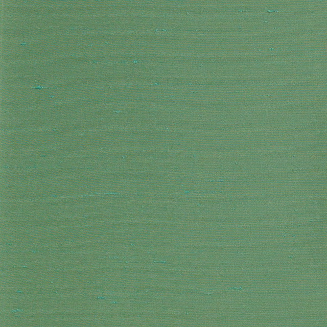 Muted emerald green woven fabric with fine horizontal texture and turquoise flecks