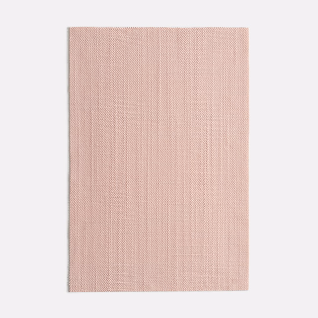 Pale blush-pink fabric swatch with fine vertical woven texture