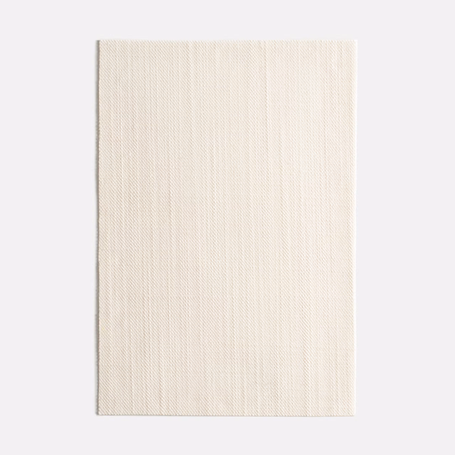 Warm ivory swatch with fine vertical striations and a softly matte woven surface