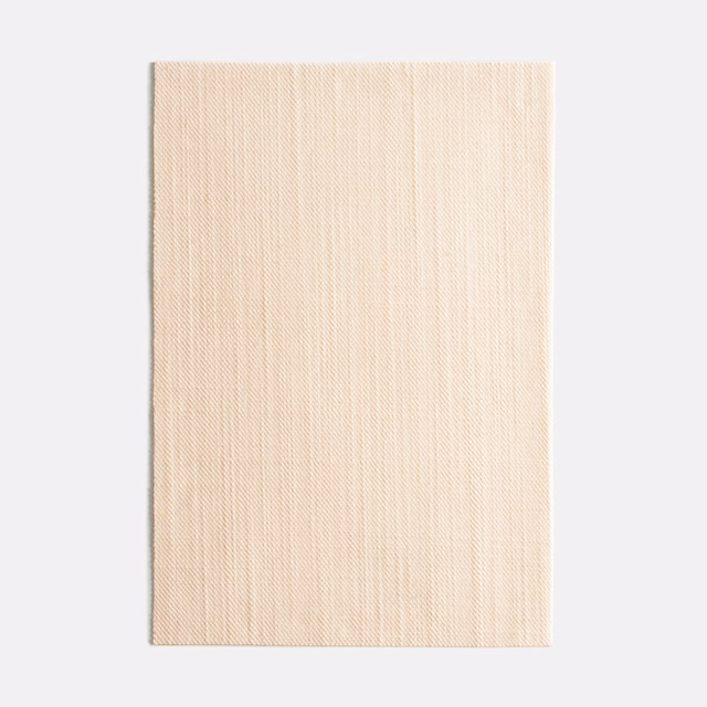 Warm ivory-beige woven swatch with subtle vertical striations and fine tactile grain