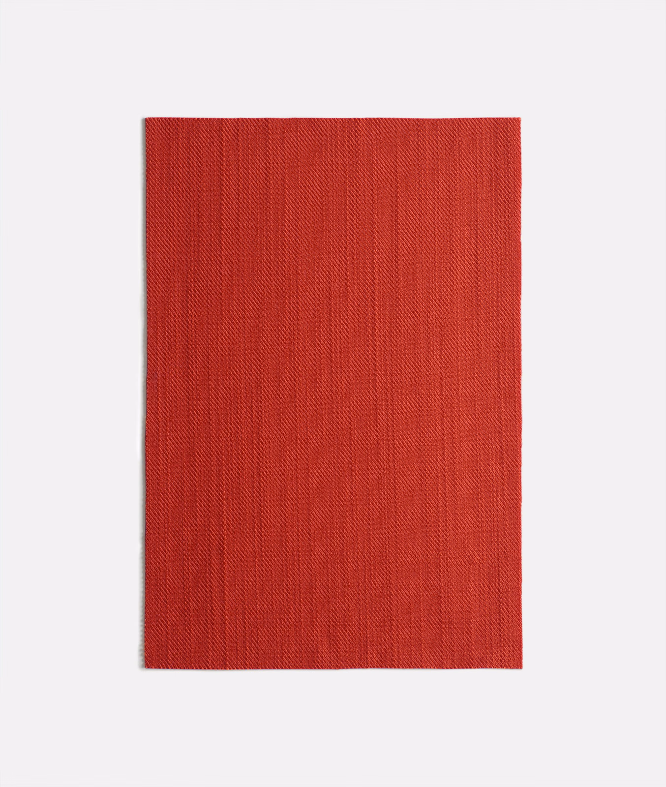 Deep Very Rosso red textile swatch with fine vertical woven rib texture