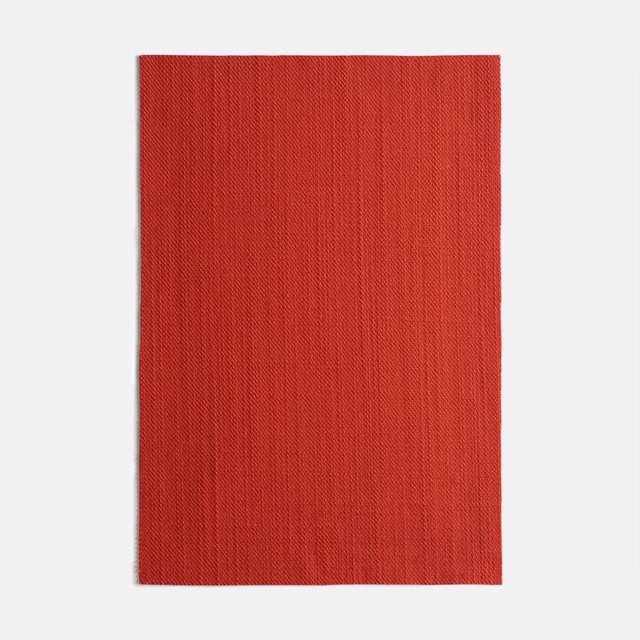 Deep Very Rosso red textile swatch with fine vertical woven rib texture