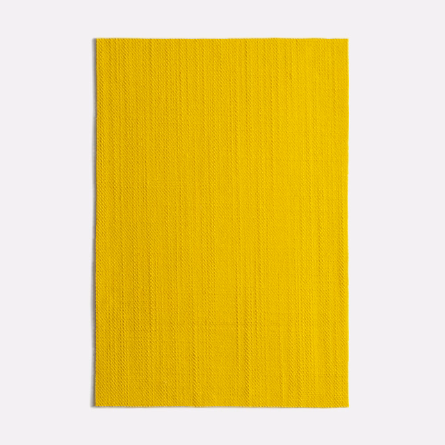 Vivid sulphur-yellow woven swatch with fine vertical chevron texture