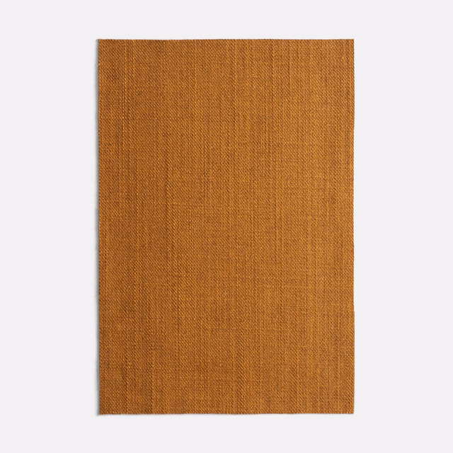 Warm tobacco-brown woven swatch with fine vertical striations and subtle tonal flecks