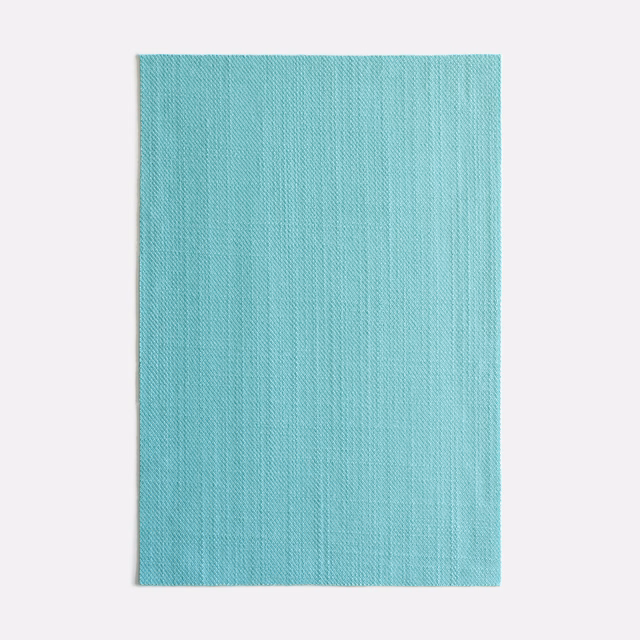Cool turquoise woven textile with a subtle vertical, finely ridged surface