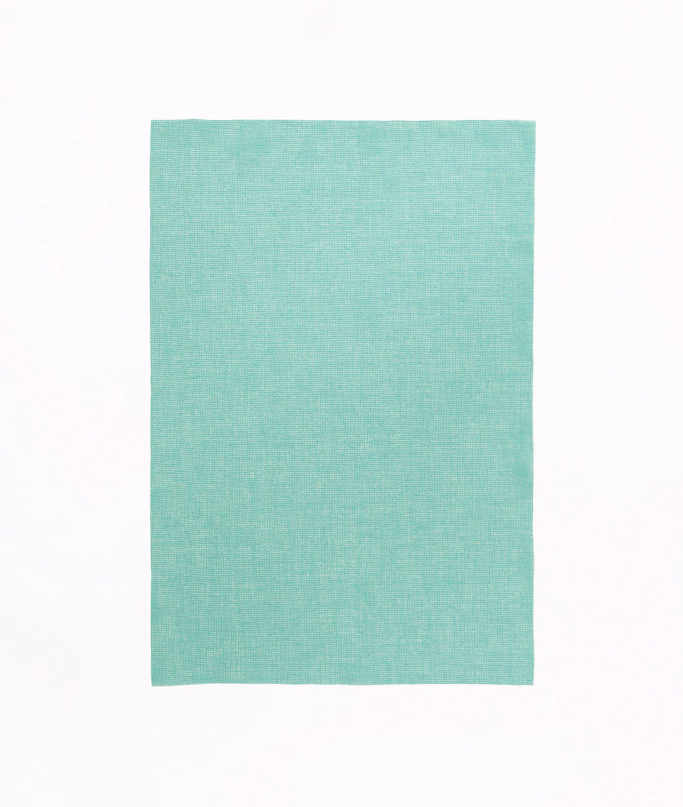 Pale emerald-teal plain weave swatch with a fine crosshatched texture