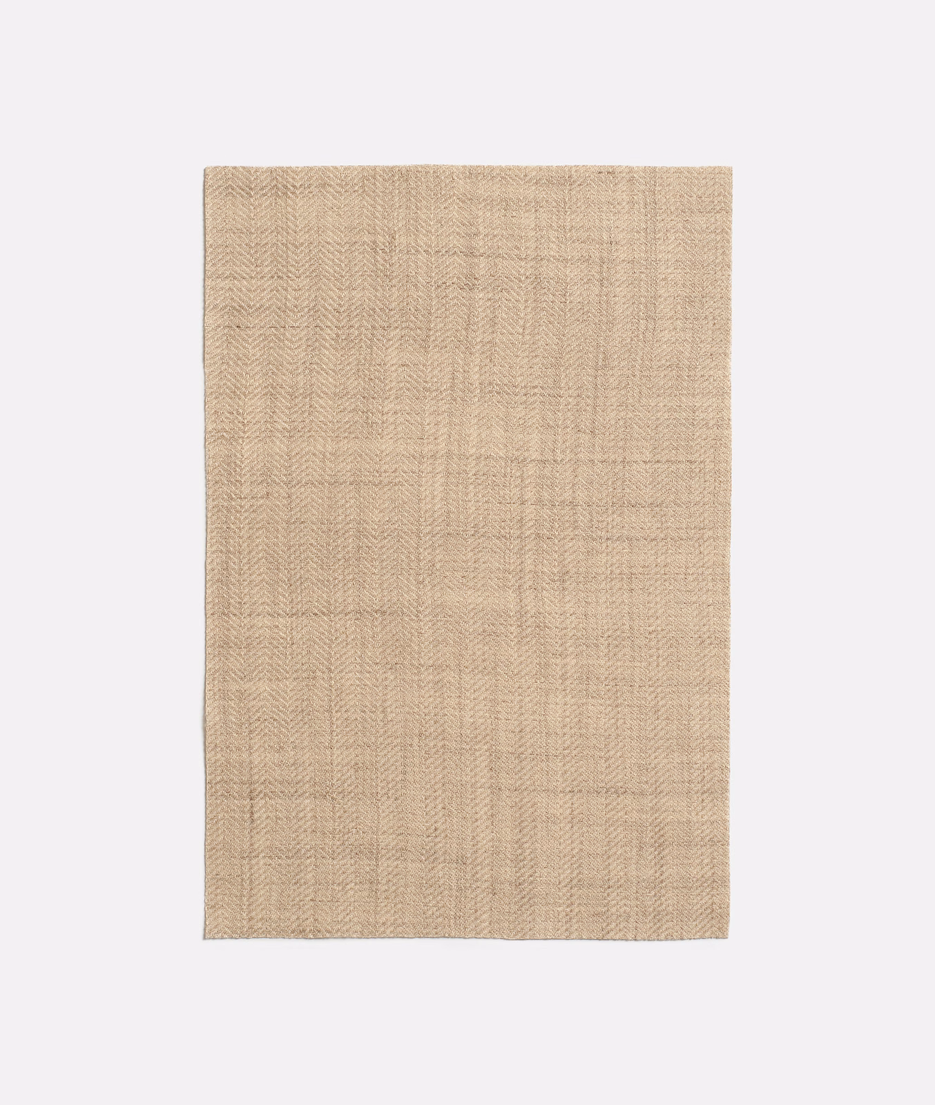 Warm oatmeal-beige woven swatch with subtle vertical striations and fine herringbone texture
