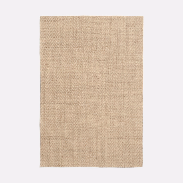 Warm oatmeal-beige woven swatch with subtle vertical striations and fine herringbone texture