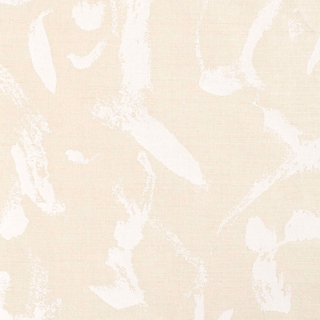 Pale cream textile with chalk-white abstract strokes and fine woven texture