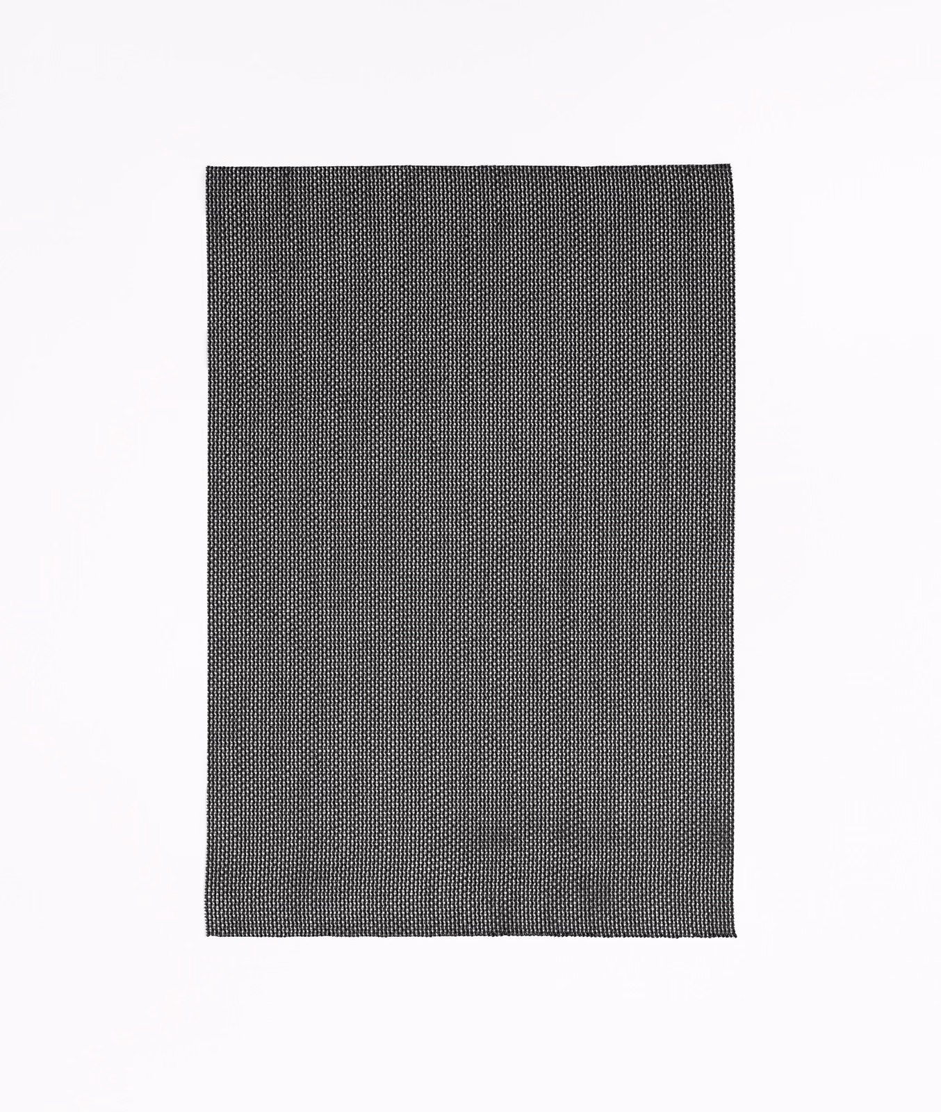 Dark ebony fabric swatch with dense vertical micro-weave and subtle charcoal depth