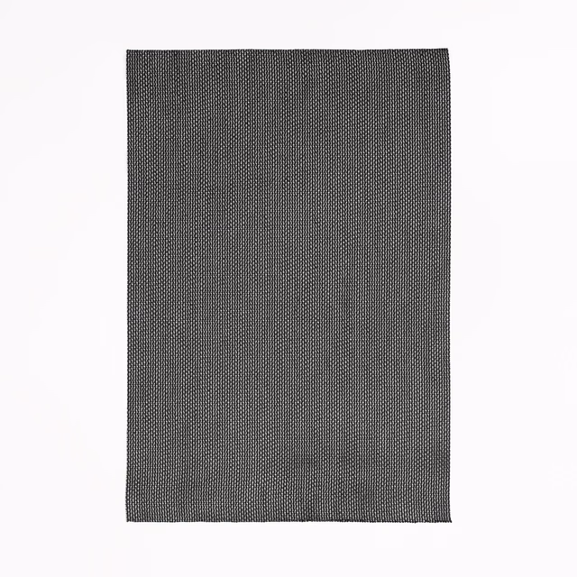 Dark ebony fabric swatch with dense vertical micro-weave and subtle charcoal depth