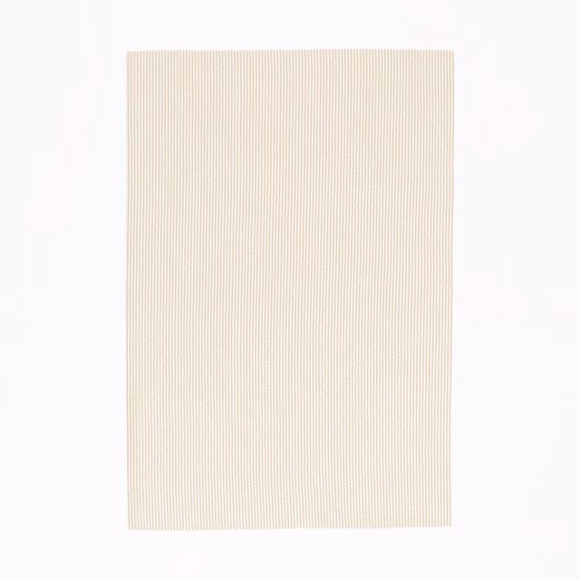 Pale sand fabric swatch with delicate, closely spaced vertical rib texture