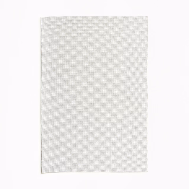 Pale pearl-grey outdoor fabric swatch showing a fine, subtly linear woven texture