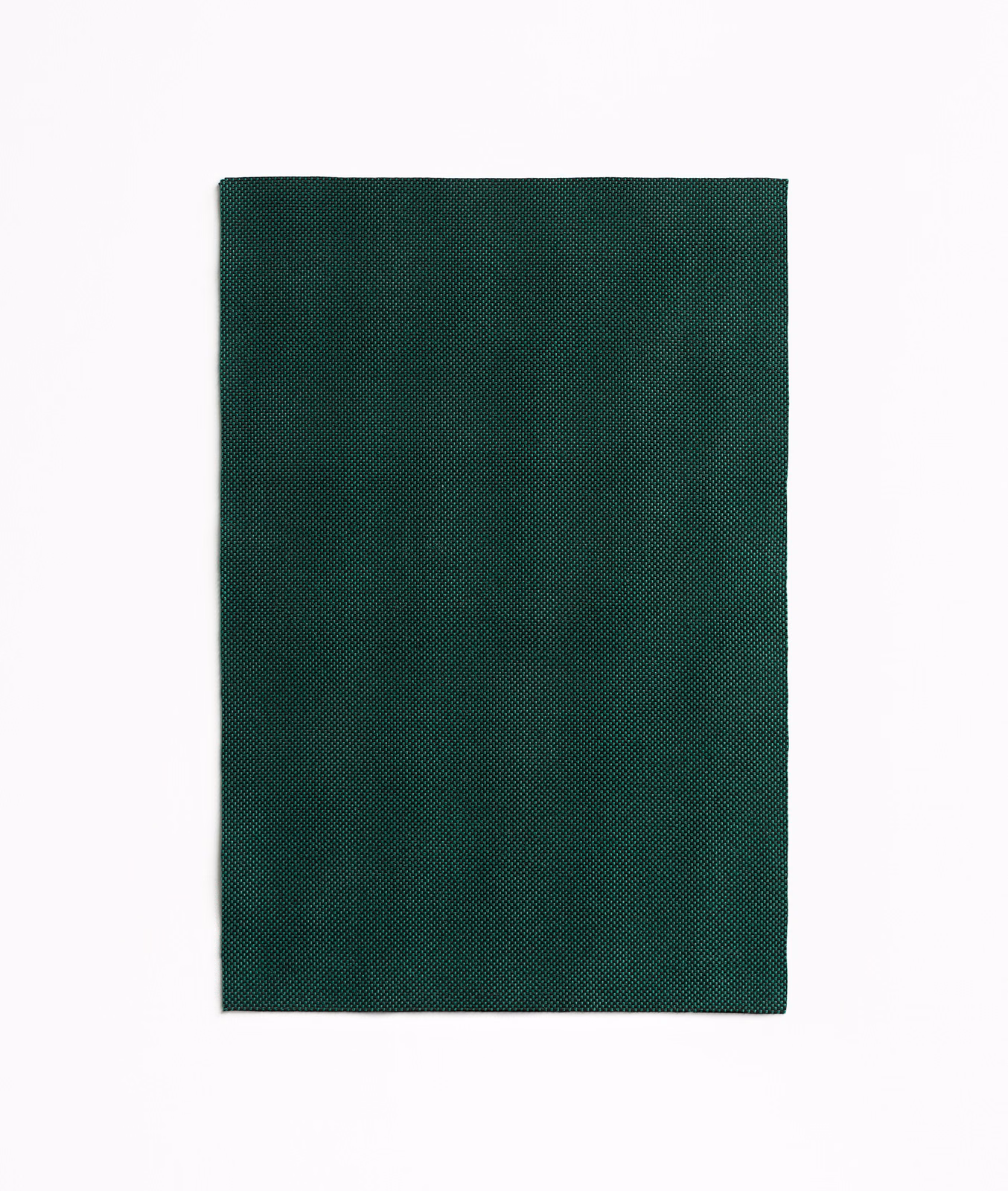 Deep petrol green outdoor fabric swatch with a fine diagonal woven texture