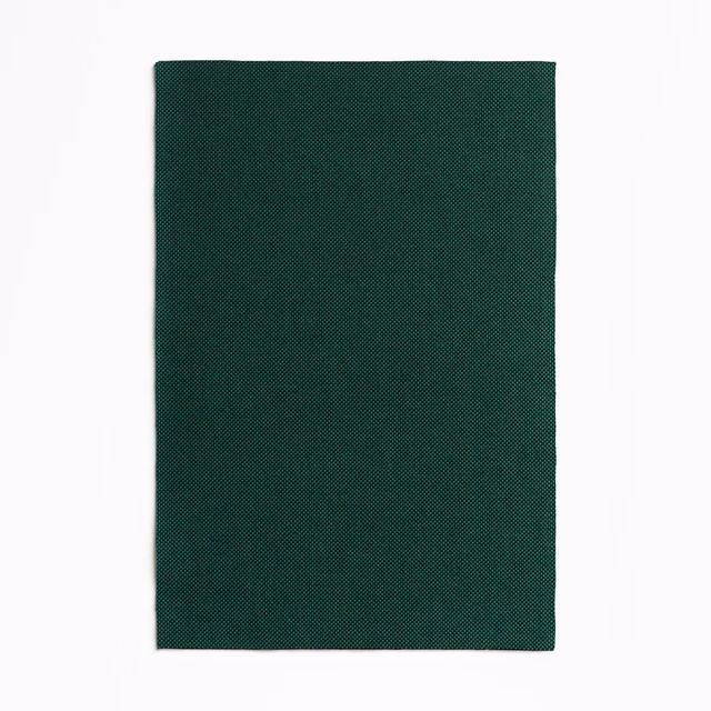 Deep petrol green outdoor fabric swatch with a fine diagonal woven texture