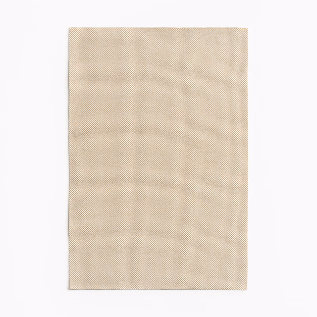 Warm sandy beige outdoor fabric with a fine, subtly peppered woven texture