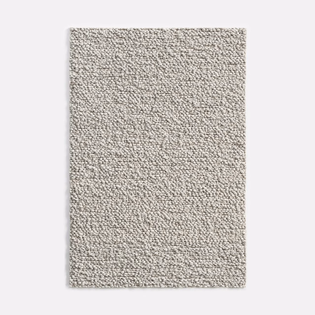 Pale pearl-grey outdoor textile with dense nubby bouclé-like texture