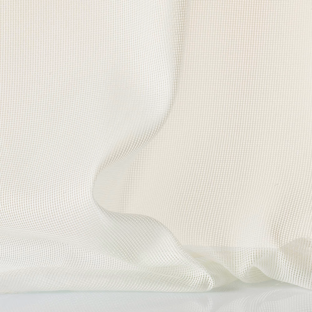 Pale ivory open-grid mesh draped in soft folds, showing a delicate translucent texture