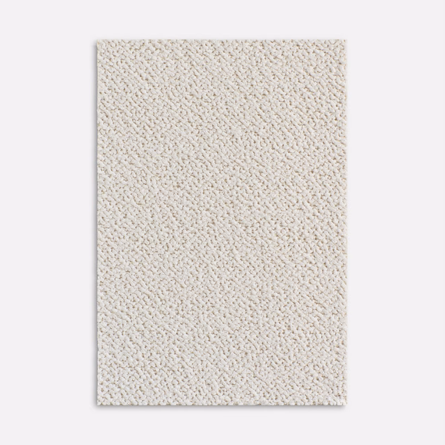 Snowy cream outdoor fabric swatch with compact looped diagonal texture