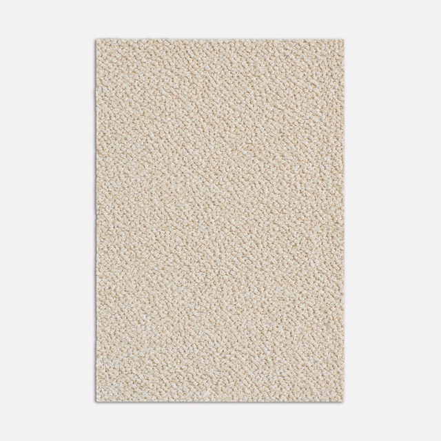 Warm rice-cream outdoor fabric with dense looped, pebbled woven texture