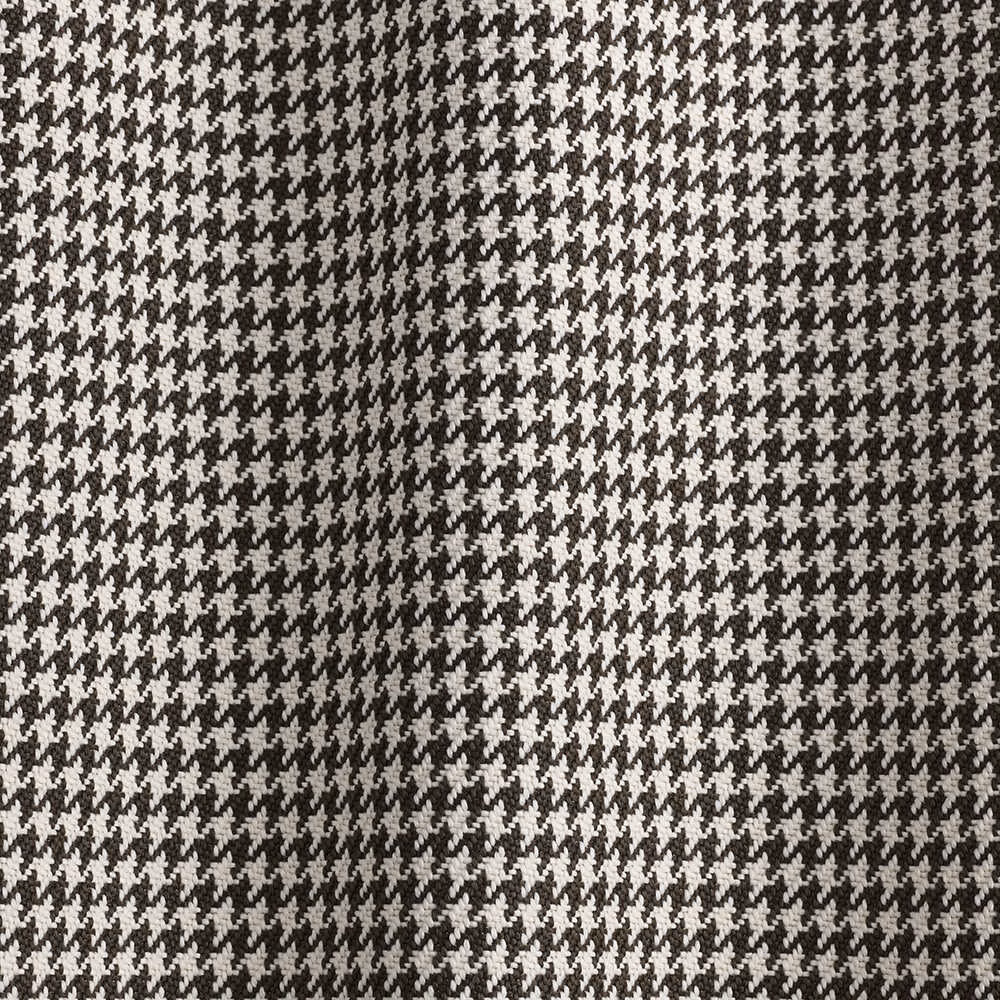 Charcoal and ivory small houndstooth weave with a dense, tactile texture