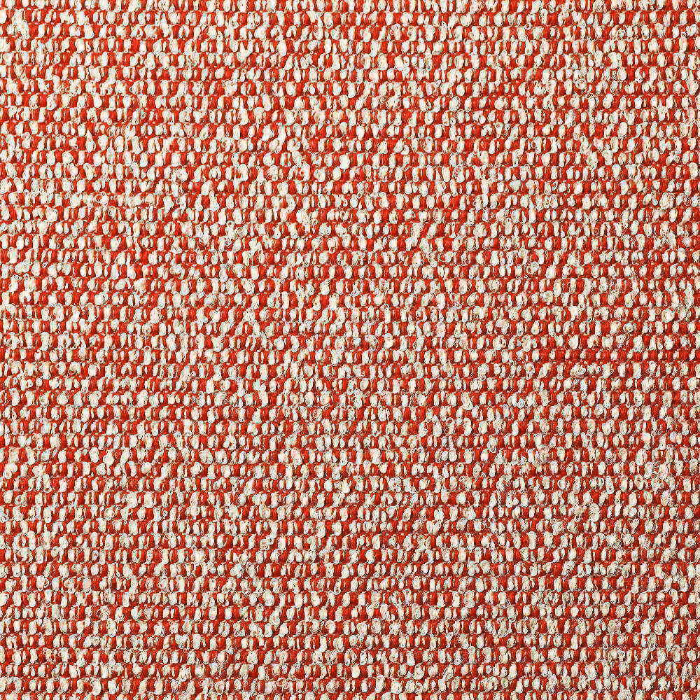 Close-up of crimson and cream small-scale nubby woven outdoor fabric