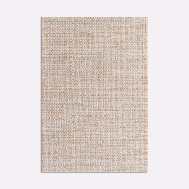 Pale powder-gold beige outdoor weave with fine horizontal texture and subtle flecks