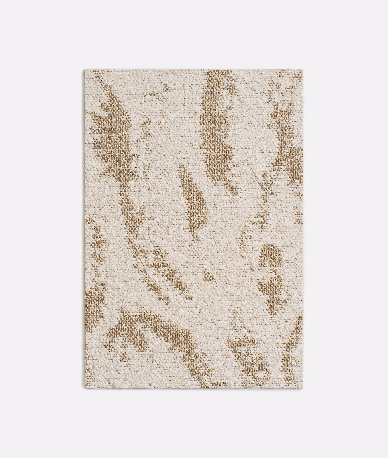 Warm ivory jacquard with taupe abstract botanical shapes and a tactile woven ground