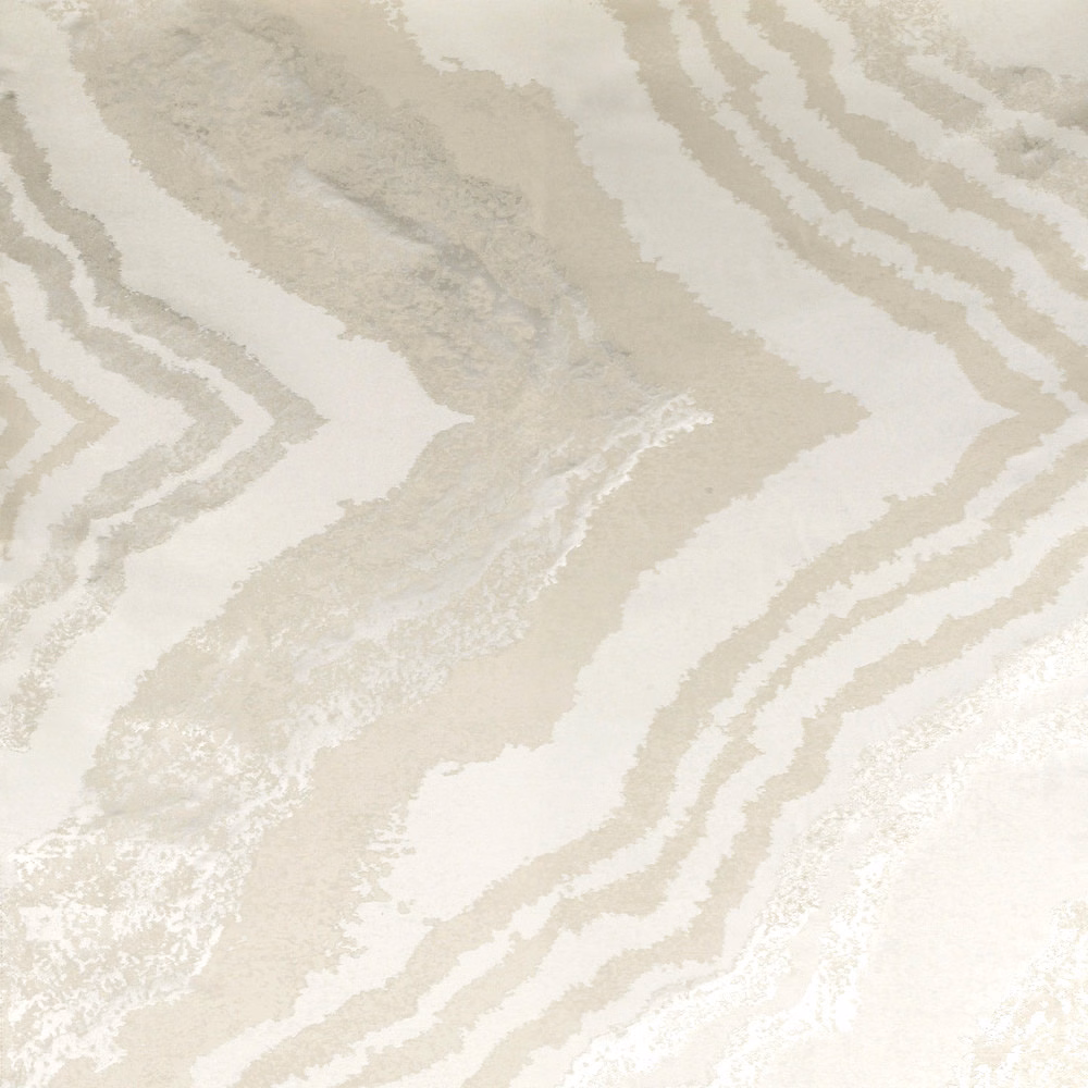 Ivory jacquard with pale taupe, rippling marble-like bands and a soft sheen